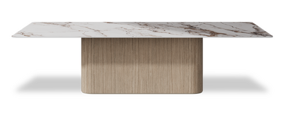 Created by us configuration image showing Calacatta Luxury top, Mulberry base