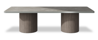 Created by us configuration image showing Fior Di Bosco top, Moro base and Brushed Steel metal edge