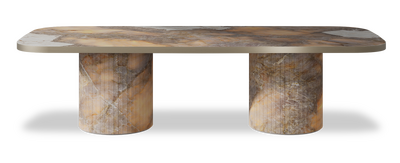 Created by us configuration image showing Golden Ambra top, Golden Ambra base and Brushed Bronze metal edge