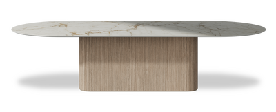 Created by us configuration image showing Calacatta Macchia Vecchia top, Mulberry base