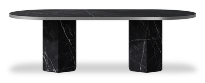 Created by us configuration image showing Dark Marquina top, Dark Marquina base and Brushed Steel metal edge