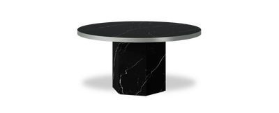 Created by us configuration image showing Dark Marquina top, Dark Marquina base and Brushed Steel metal edge