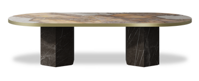 Created by us configuration image showing Golden Ambra top, Pietra Grey base and Brushed Gold metal edge