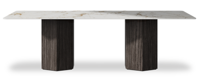Created by us configuration image showing Calacatta Macchia Vecchia top, Mogano base