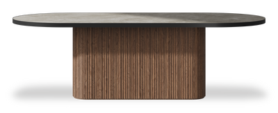 Created by us configuration image showing Fior Di Bosco top, American Walnut base and Satin Black metal edge