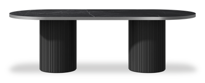 Created by us configuration image showing Dark Marquina top, Jet Black base and Brushed Steel metal edge