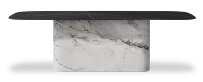 Created by us configuration image showing Dark Marquina top, Michelangelo Bianco base