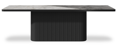 Created by us configuration image showing Laguna Blanca top, Jet Black base and Satin Black metal edge