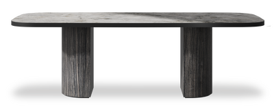 Created by us configuration image showing Laguna Blanca top, Cobolo base and Satin Black metal edge