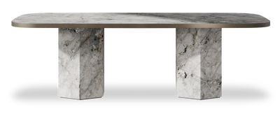 Created by us configuration image showing Laguna Blanca top, Laguna Blanca base and Decorative Bronze metal edge